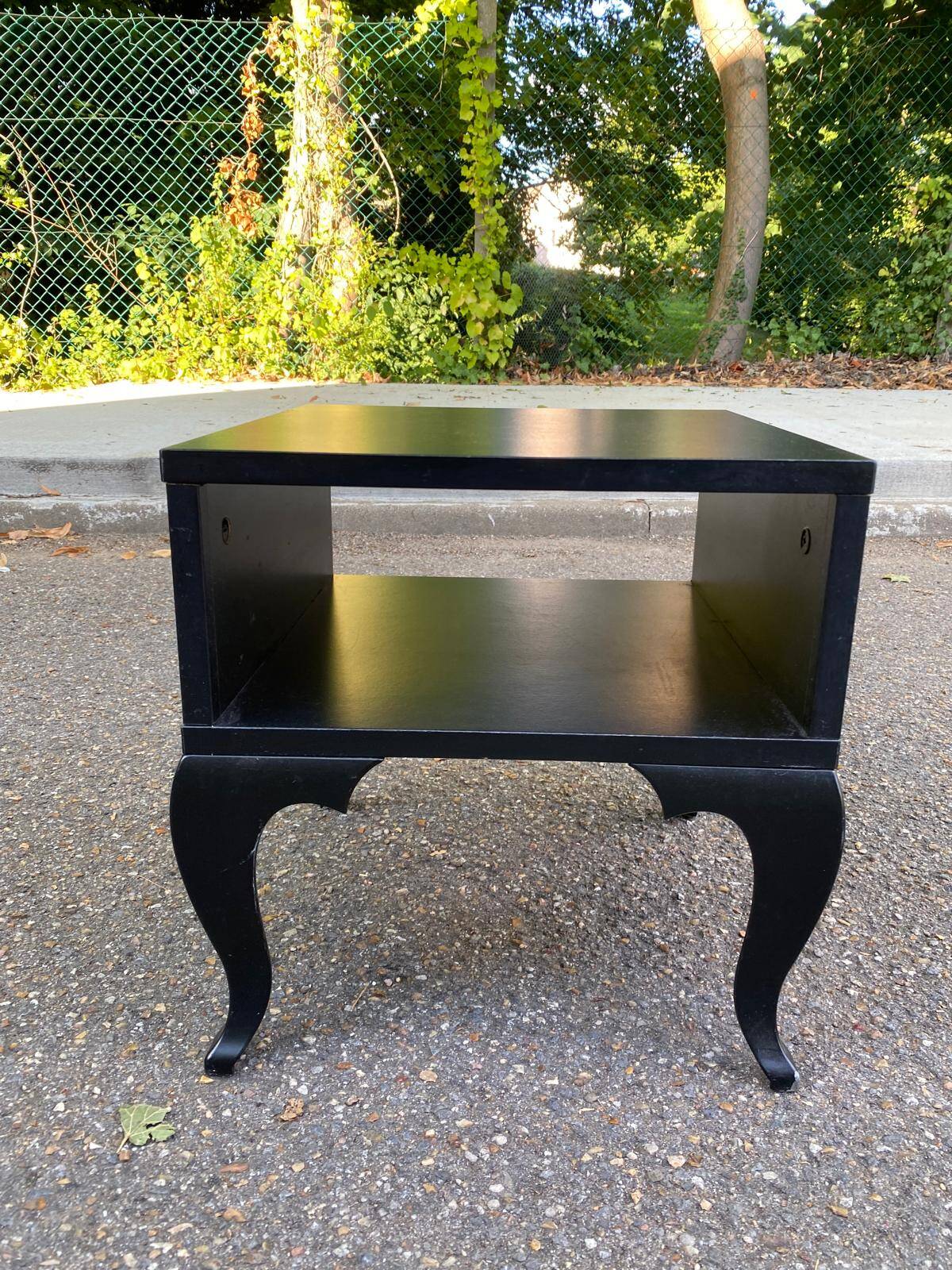 Louis XV black bedside table in baroque style