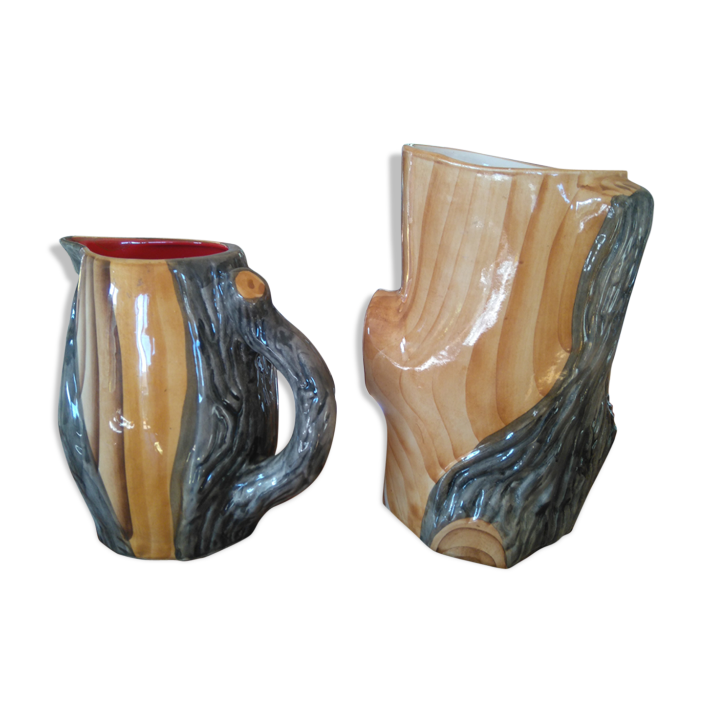 Duo of ceramics "wood" of Vallauris