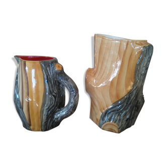 Duo de céramiques "bois" de Vallauris