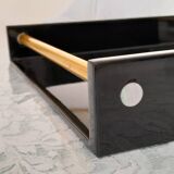 Plateau en bois laqué noir et doré