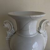 XXL white lion head neo-classical amphora vase from the Empire Consulate.