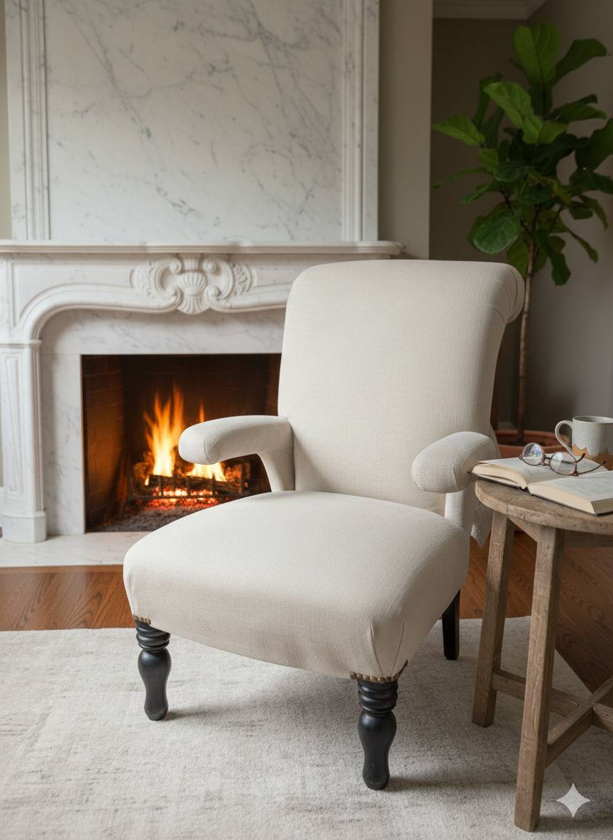 Napoleon III crapaud armchair with a reclined backrest