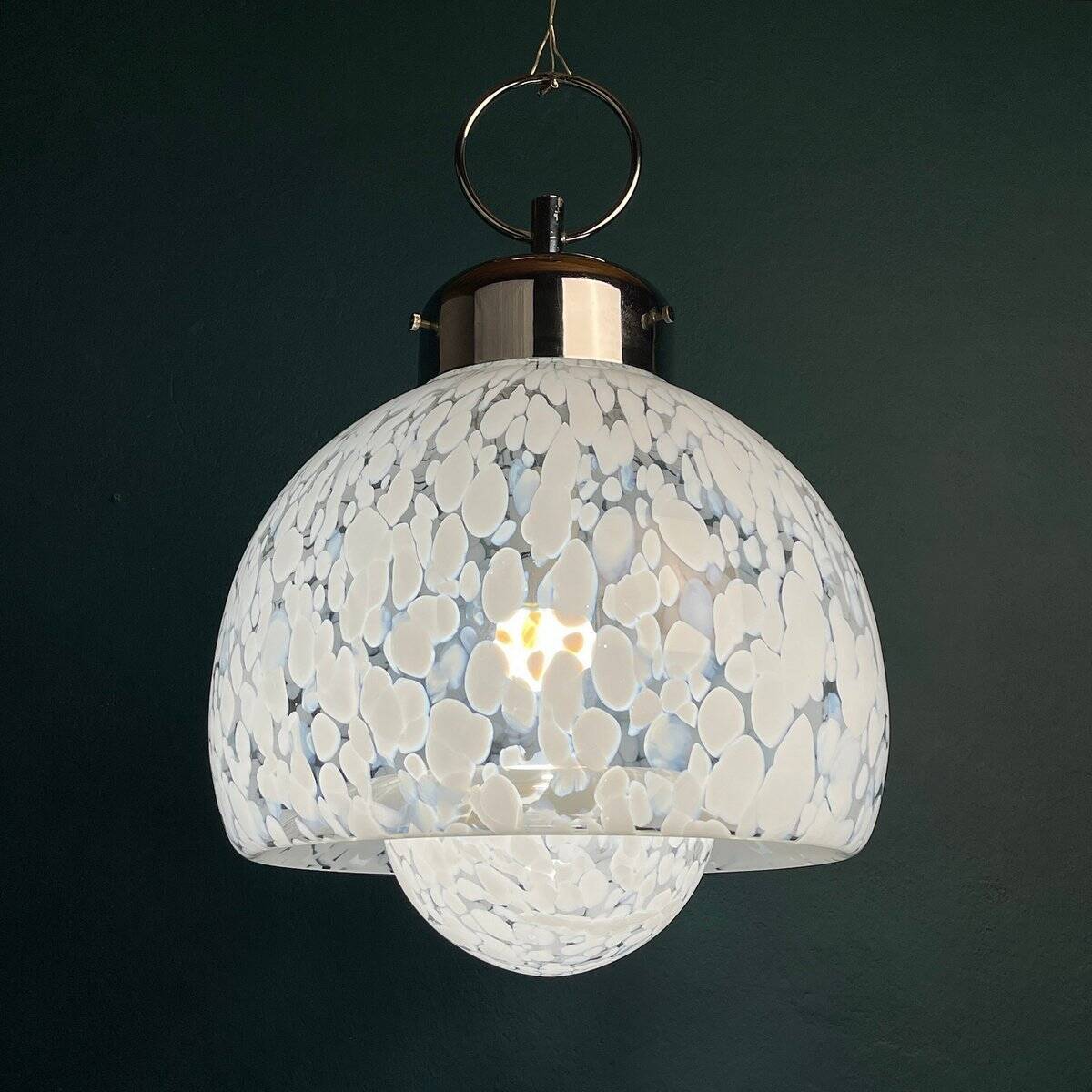 Mid-Century White Murano Suspension, Italy, 1960s