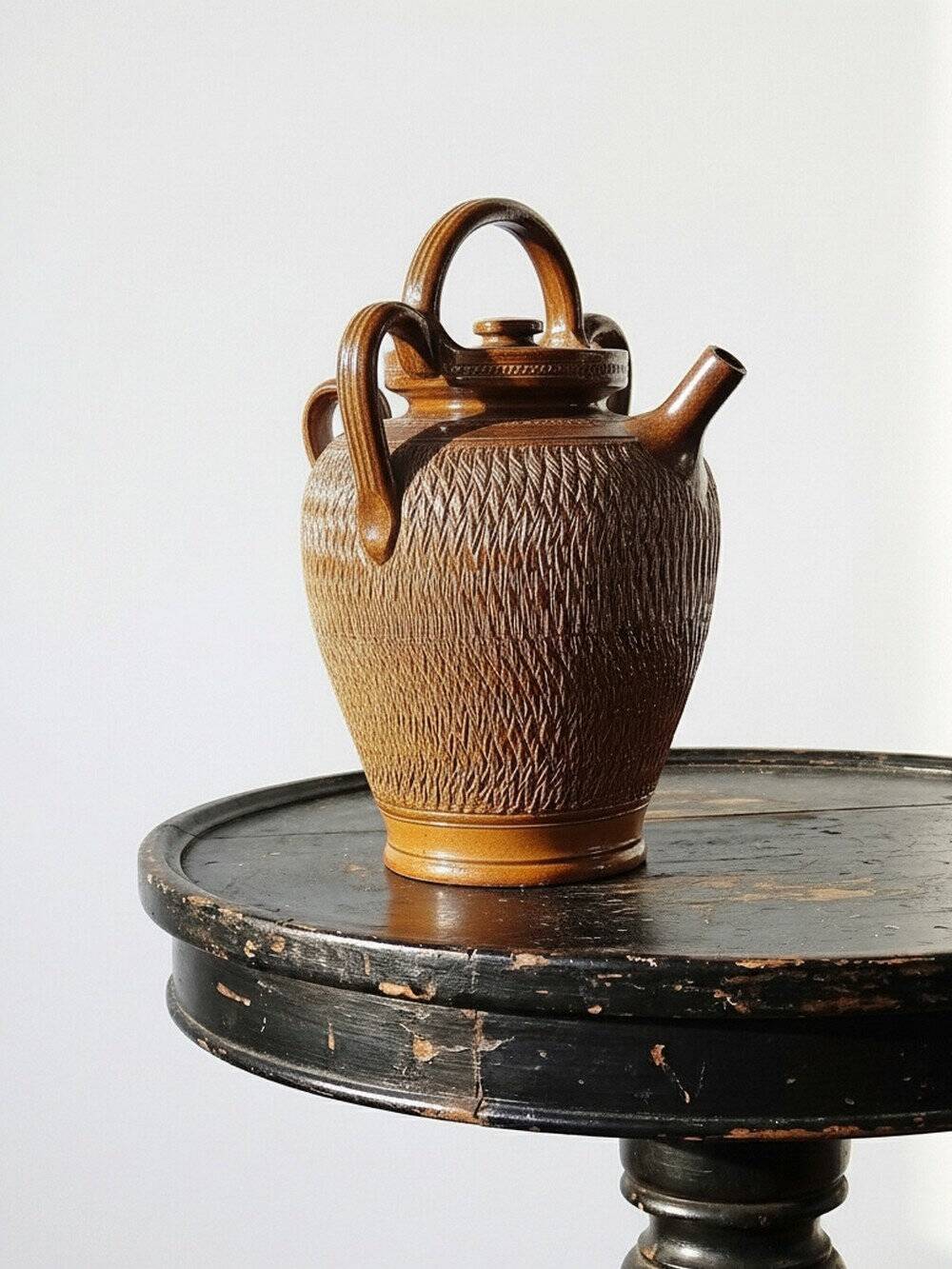 Gargoulette cruche grès émaillé brun de Beauvais ou Bonny vintage