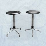 Vintage Brabantia stools in black faux leather and chrome metal – years