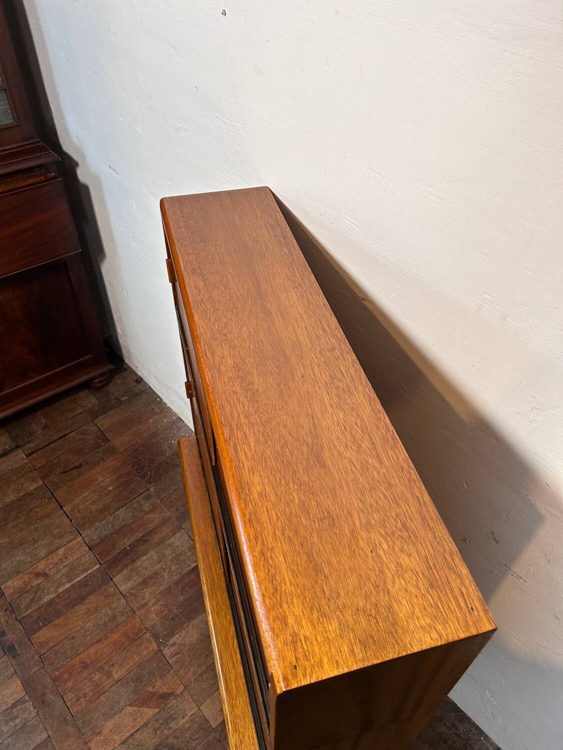 Mid century retro vintage teak stacking bookcase