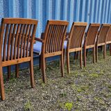 Stackable chair-armchair in solid teak with cushion by Vlaemynck