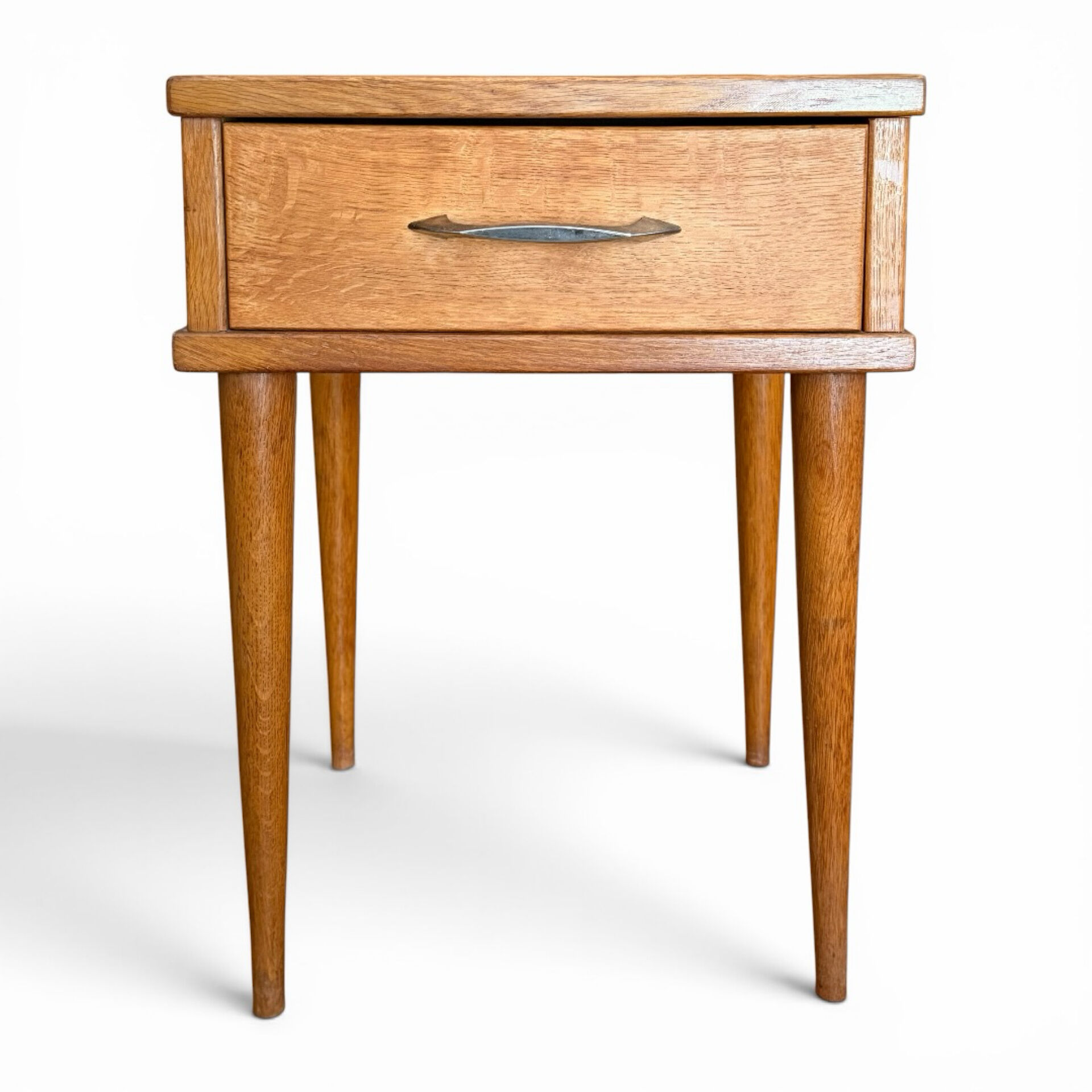 Vintage bedside table, solid oak, 1950s.