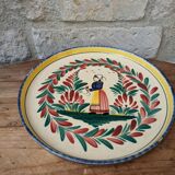 Old HB Henriot Quimper rimmed plate with Breton decor