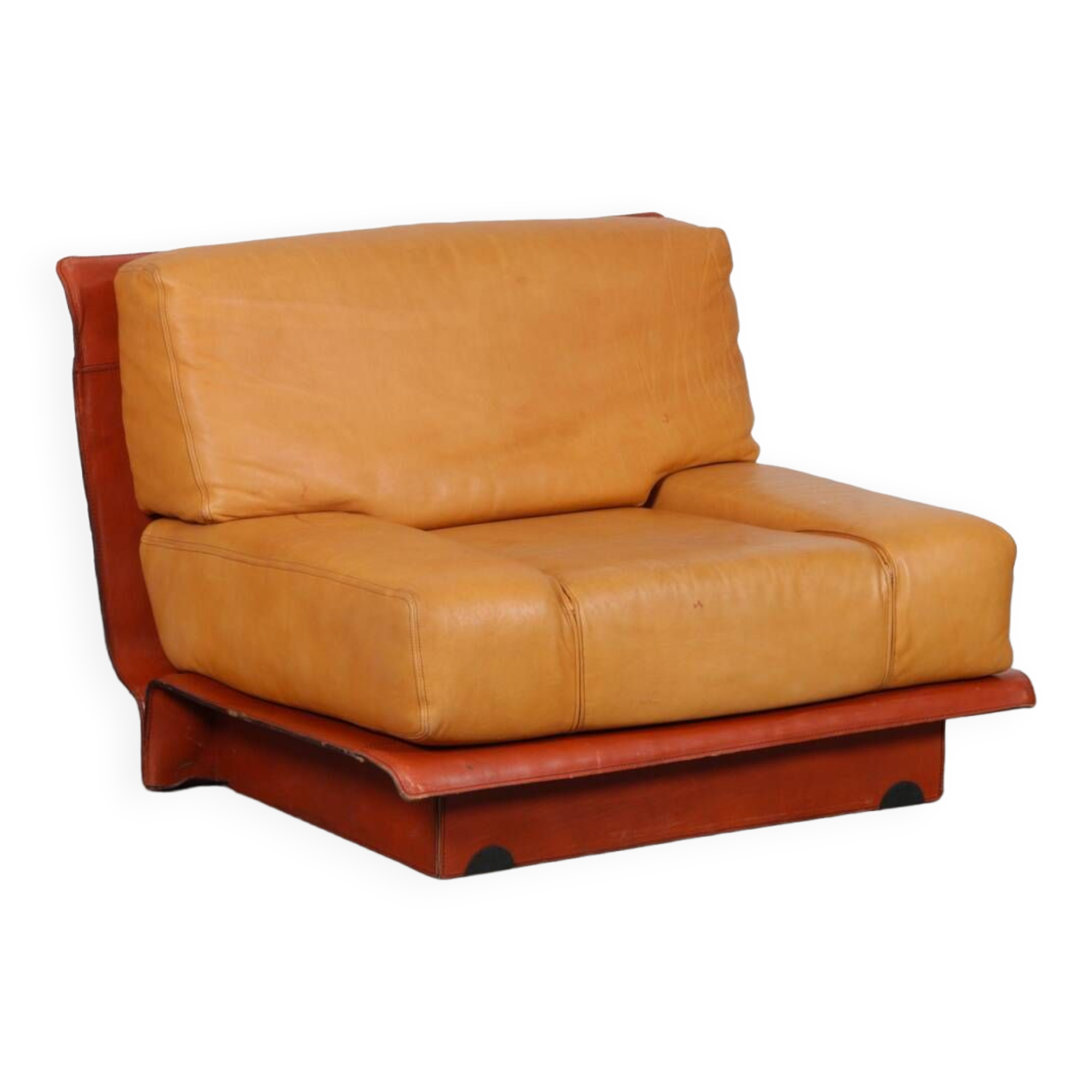 Leather armchair by Gérard Guermonprez, 1970