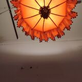 Ceiling lamp made of satin fabric and crystals, Spain, 1940