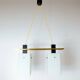 1960s Italian Stilnovo ceiling pendant with opaline glass shades and brass details
