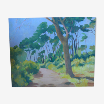 Canvas depicting a Mediterranean forest landscape