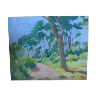 Canvas depicting a Mediterranean forest landscape