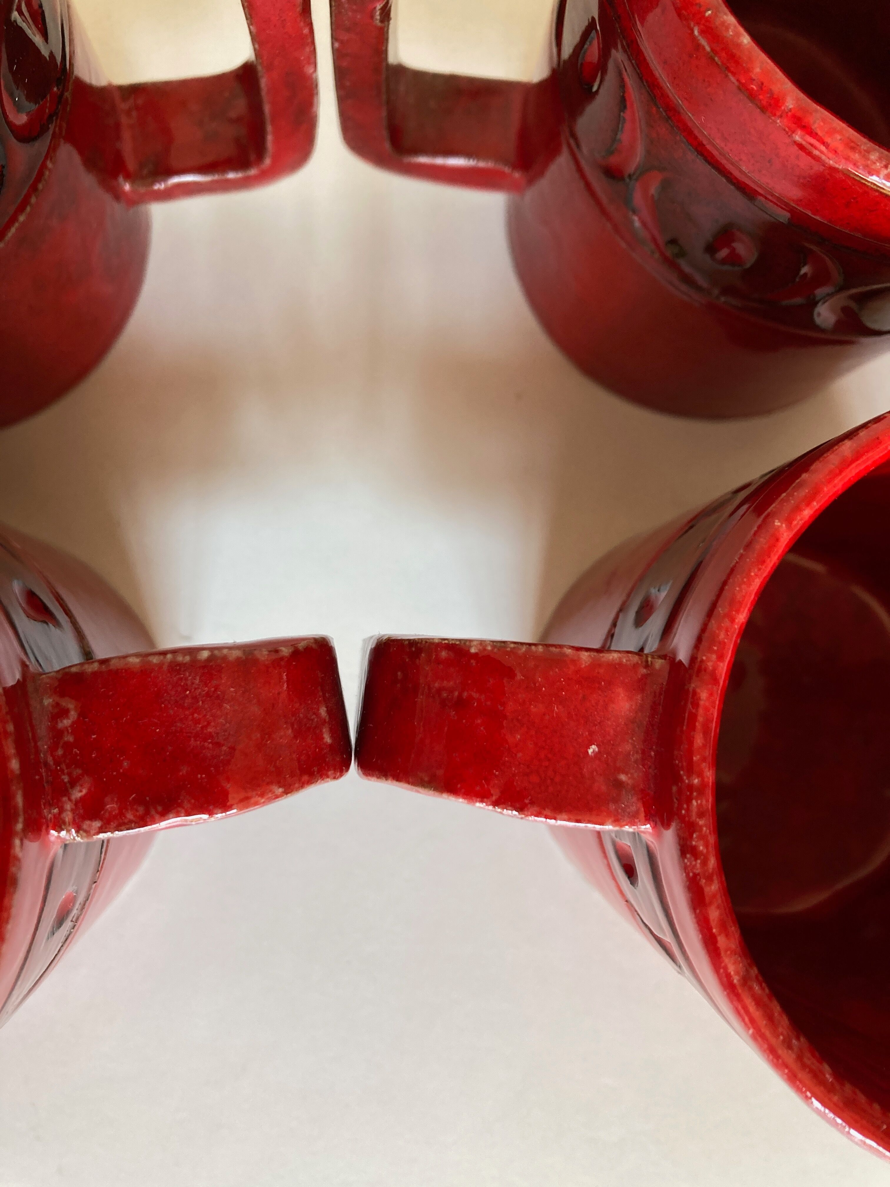 Set of 6 mugs in glazed earth Bitossi Italy 1960