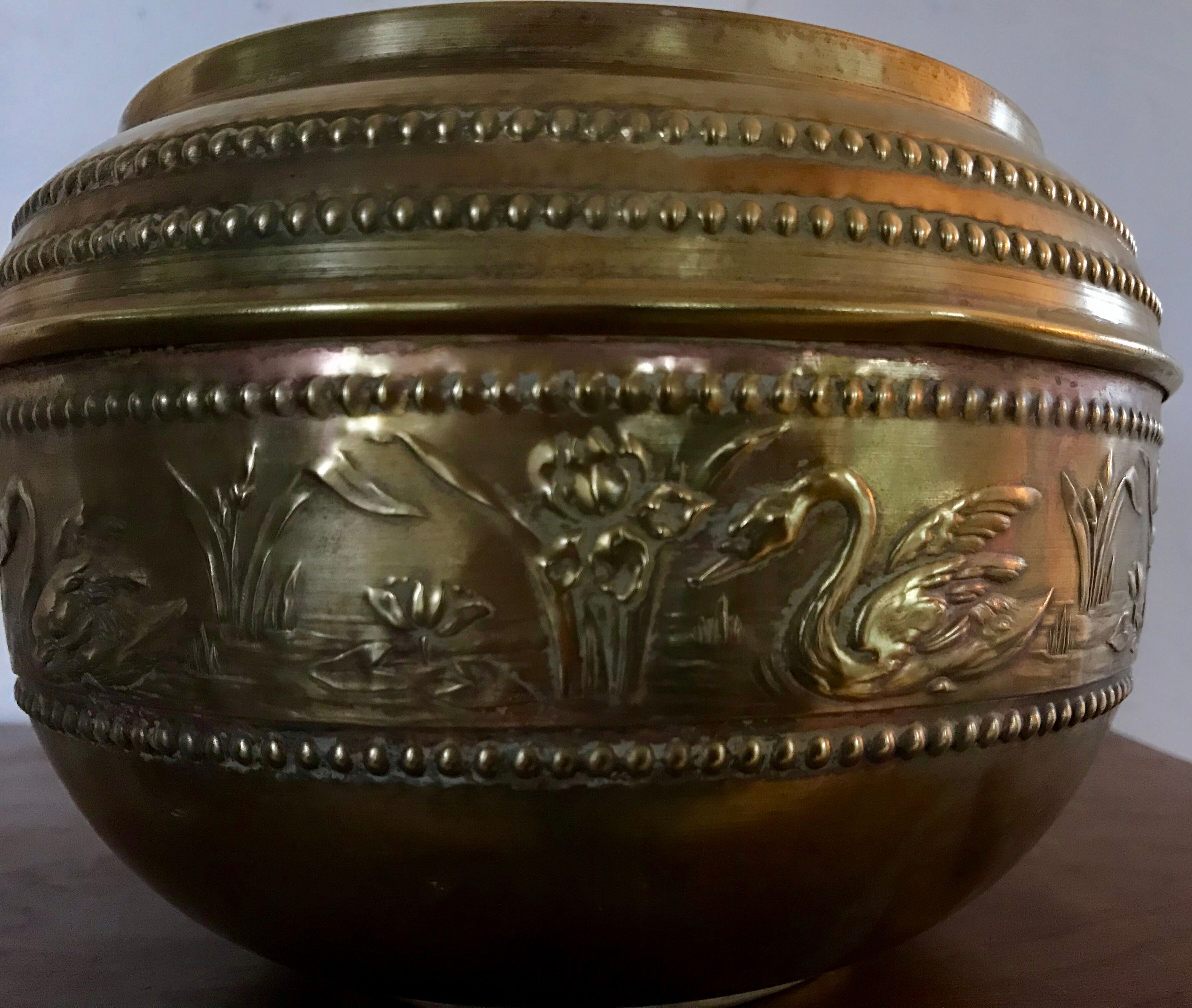 Cache-pot art déco cuivre et laiton