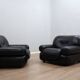 Pair of Mobil Girgi Sapporo armchairs black leather Italy 1970s