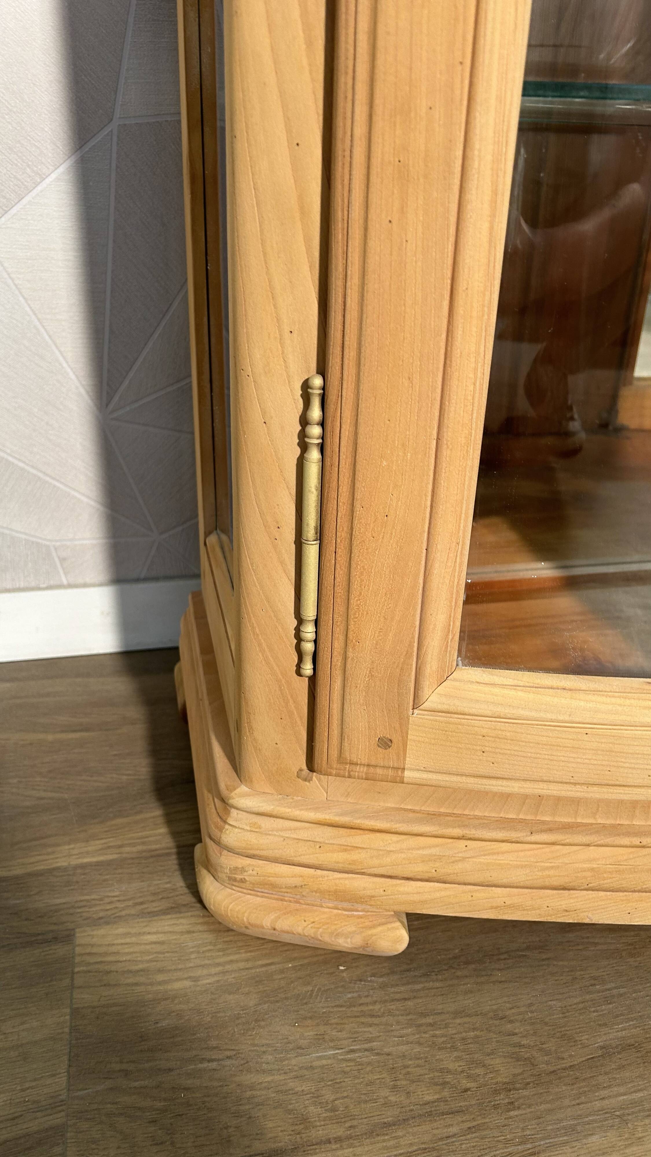 Louis-Philippe display case in stripped solid wood