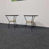 Pair of vintage glass topped side tables