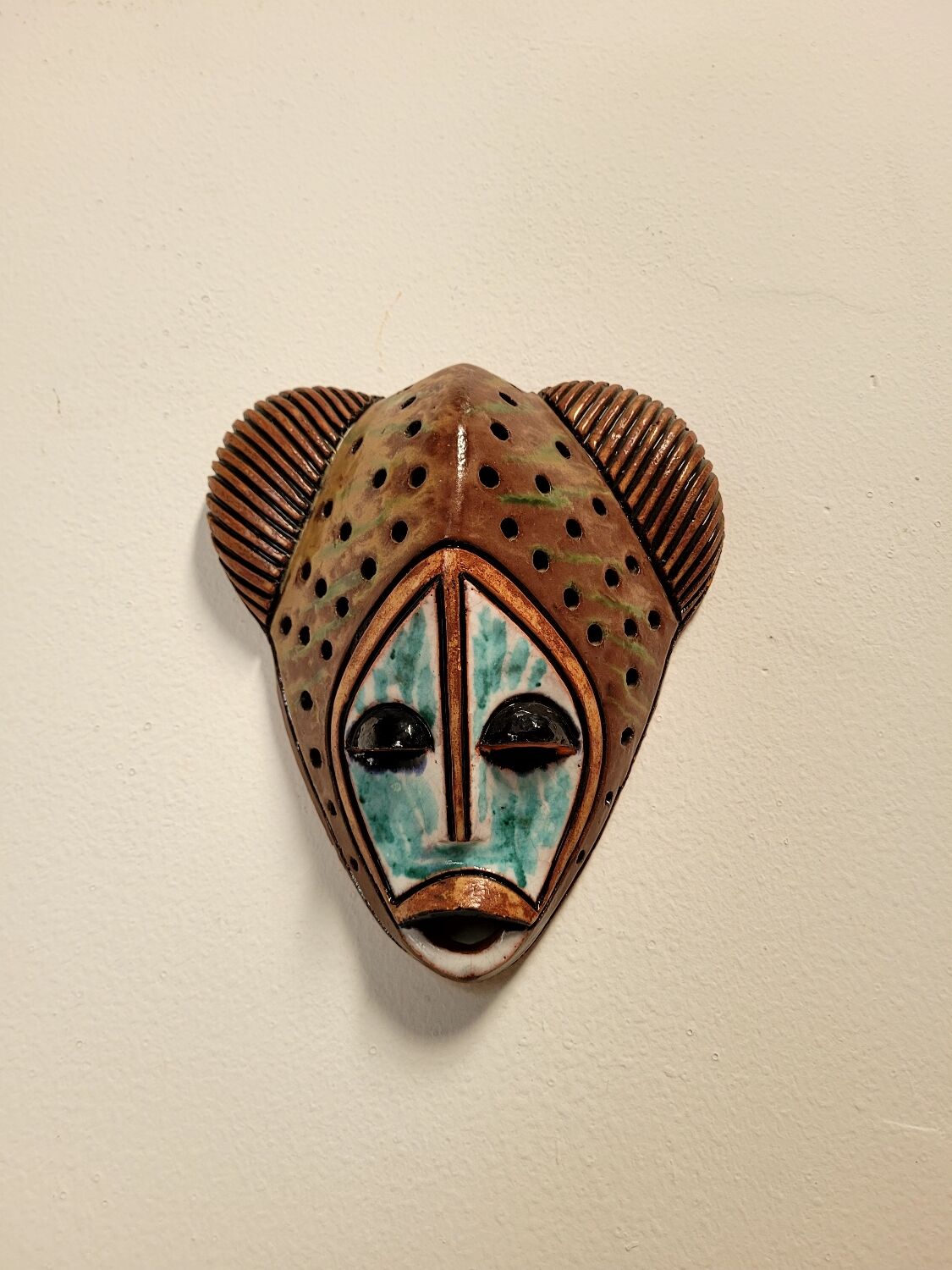 Vintage ceramic and terracotta mask signed