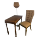 Table de style Louis-Philippe, en bois, avec tiroir et pieds tournés.