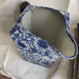 Vintage rectangular white and blue pitcher, Victoria ironstone