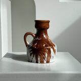 Small white and brown vase or pitcher West Germany H:15cm D:10.5cm