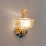 Attributed to Barovier & Toso Brass and Pulegoso Murano Glass Sconces, Pair