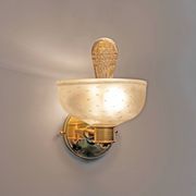 Attributed to Barovier & Toso Brass and Pulegoso Murano Glass Sconces, Pair