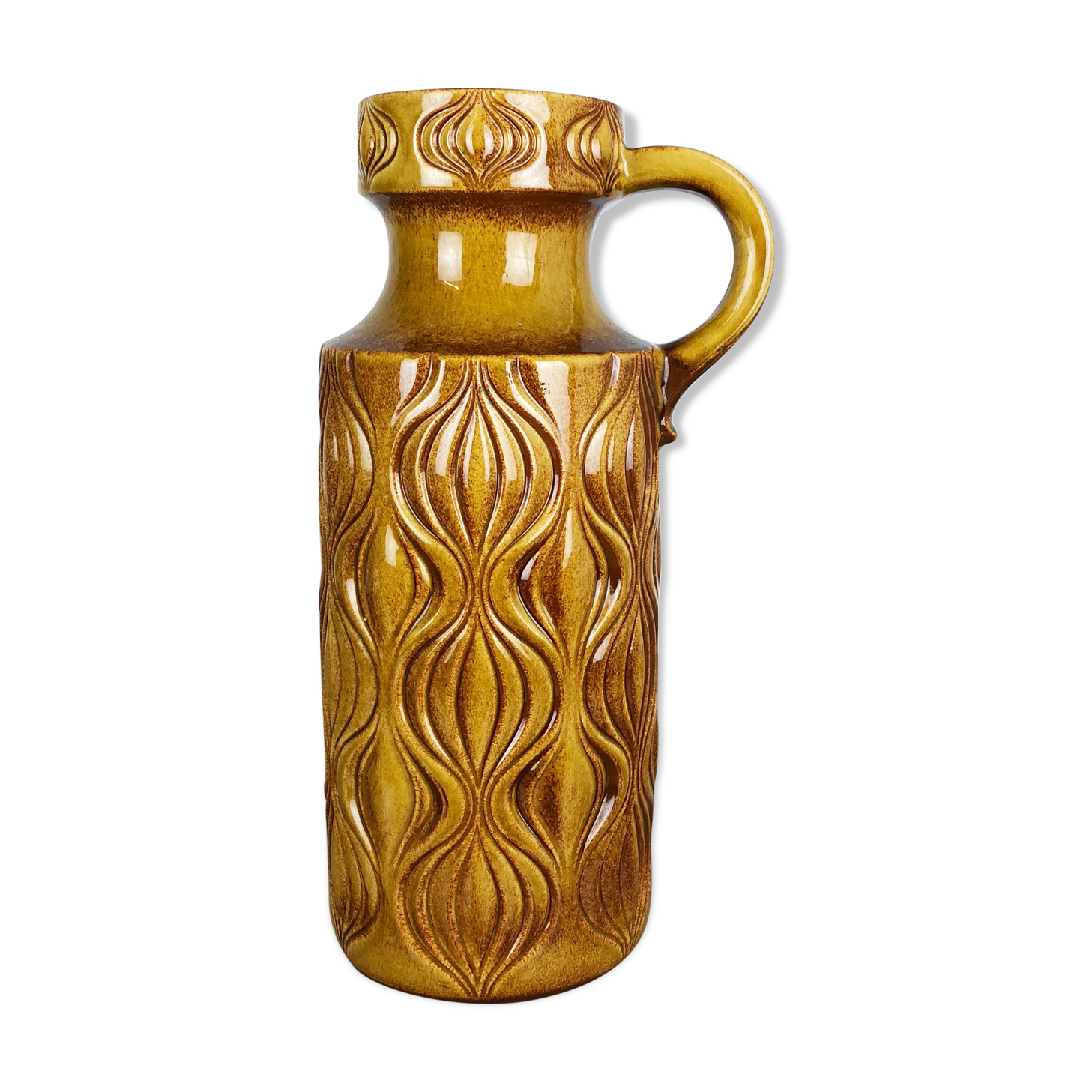 Large Pottery Super Fat Lava Multi-Color 485-45 "Onion" Vase by Scheurich, 1970s