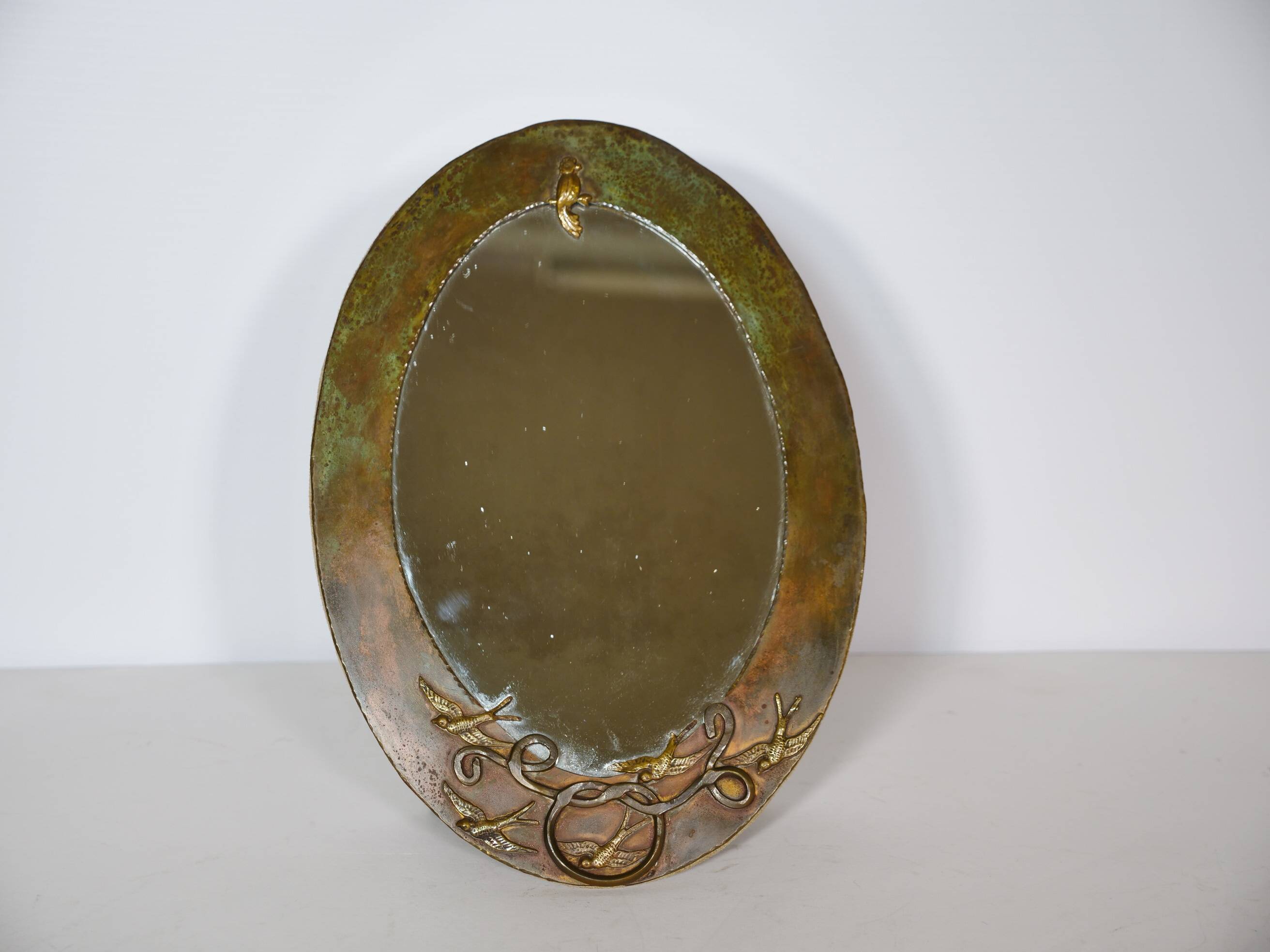 French Art Nouveau Vanity Mirror in Metal, circa 1900