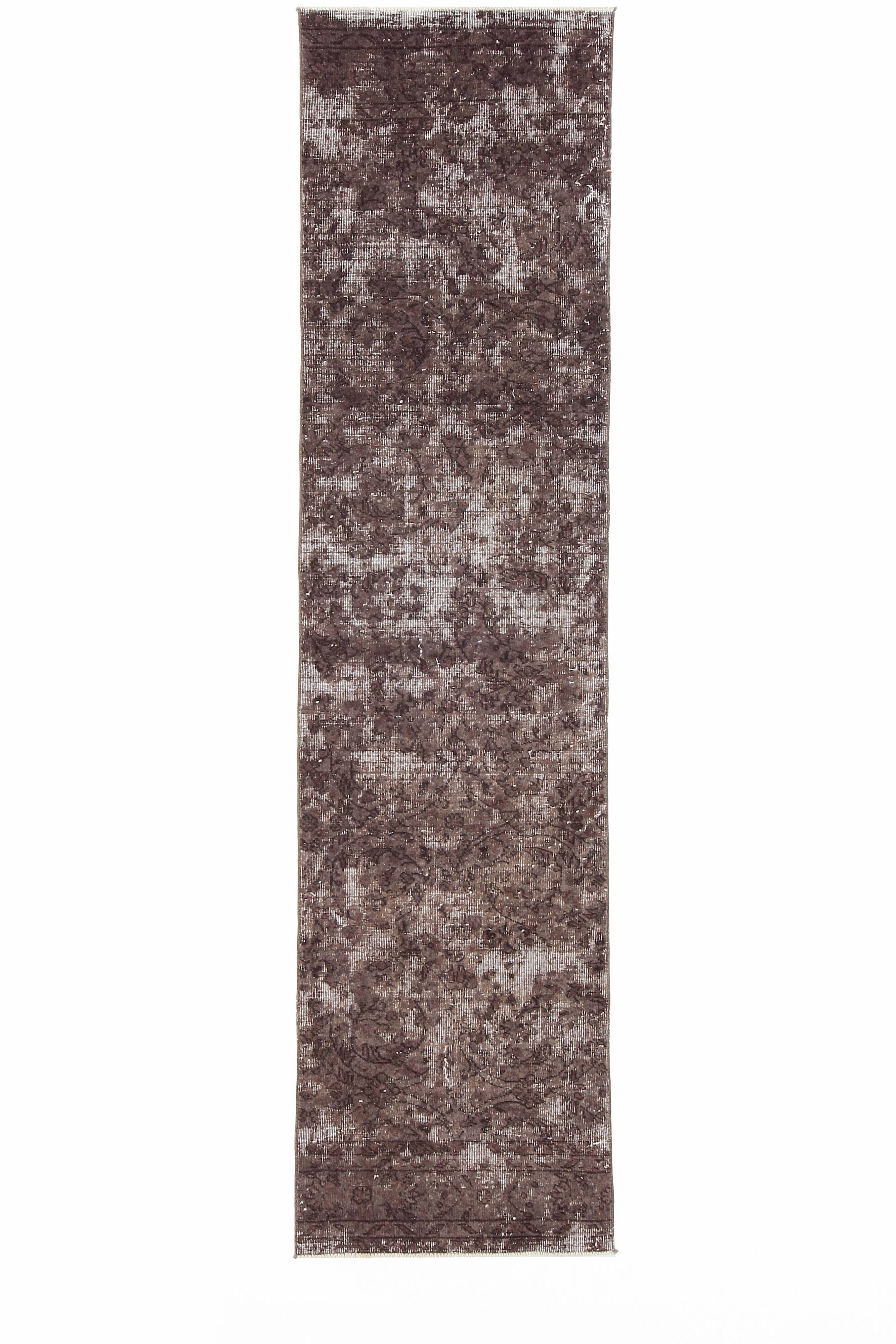 2x10 Soft Wool Dark Gray Turkish Vintage Runner Rug