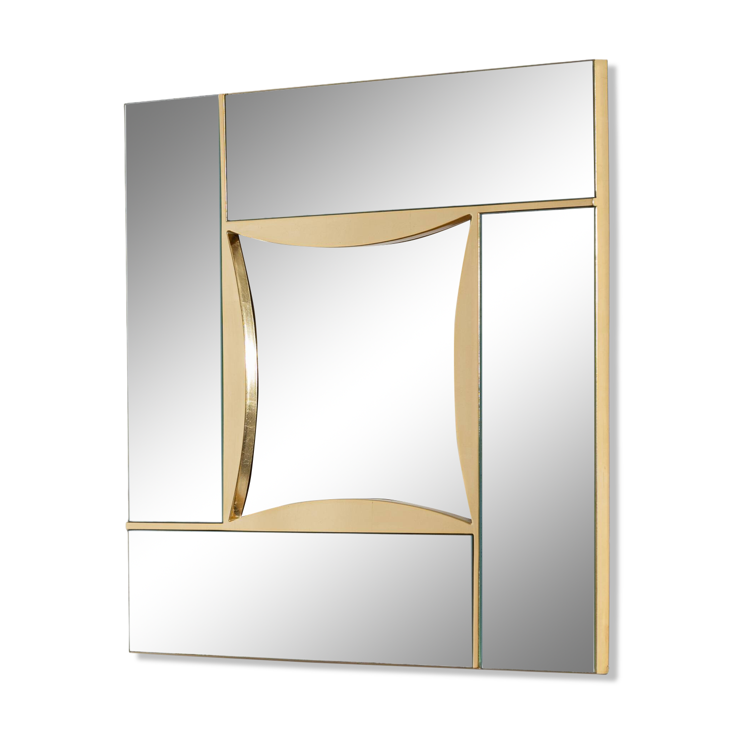Cloisonné glass and brass mirror, 1970s