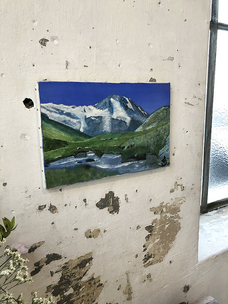 Painting mountain landscape