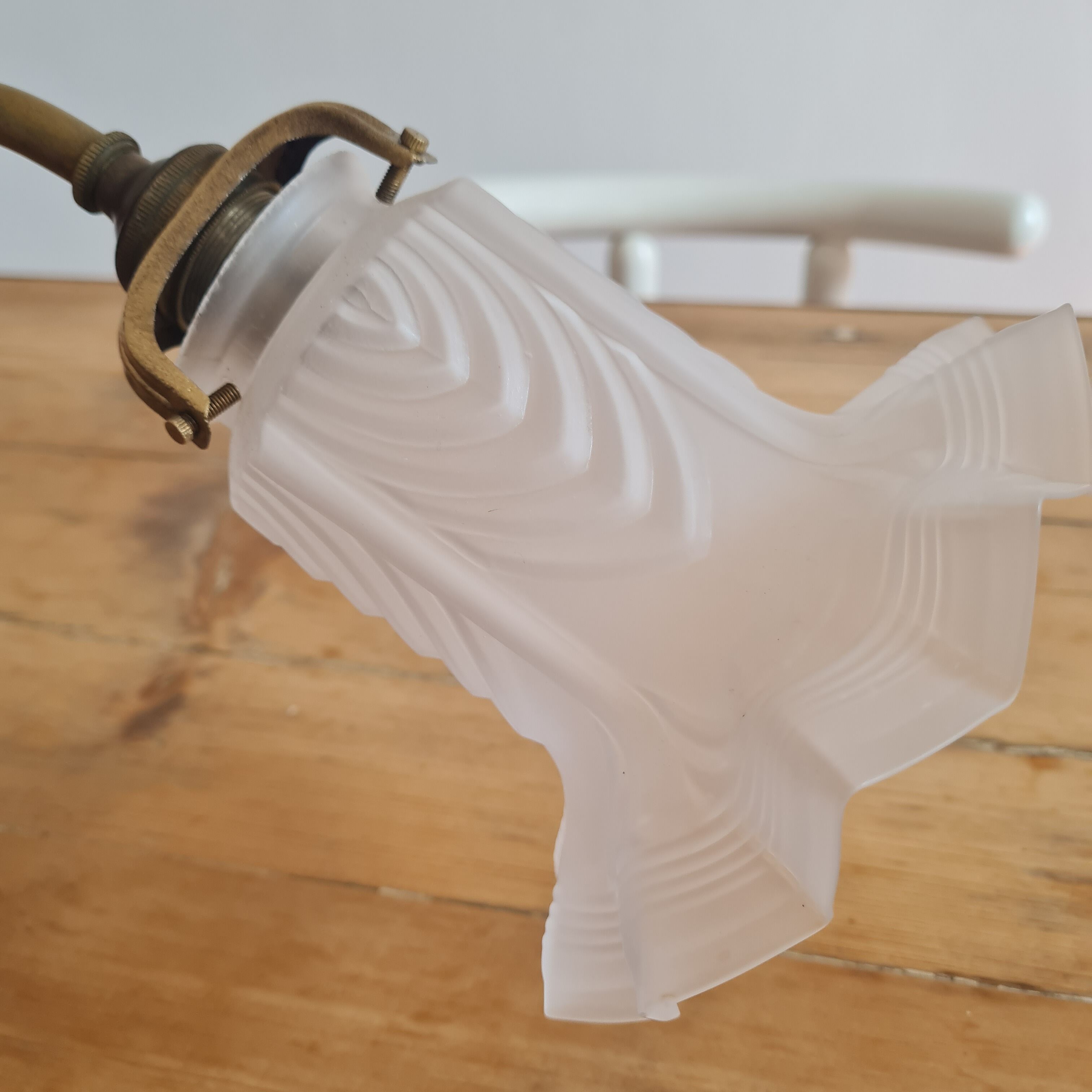 Brass tulip wall lamp and matte tempered glass