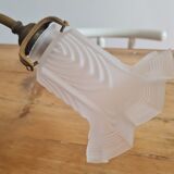 Applique tulipe en laiton et verre trempé mat