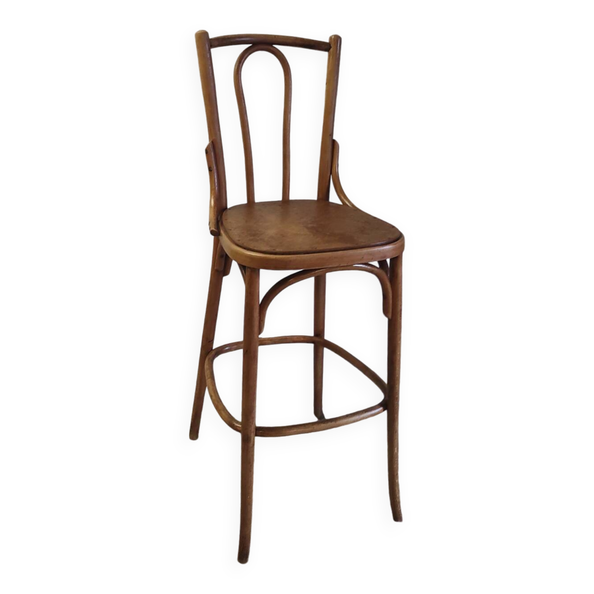 High chair in curved wood - mid. 20th century
