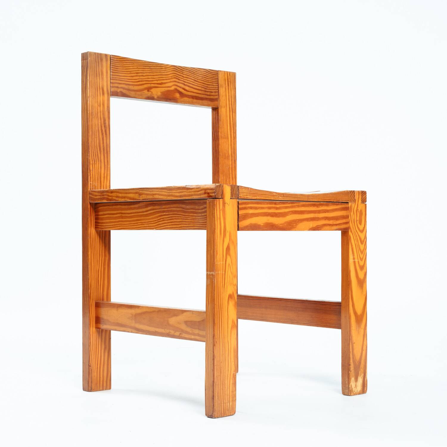 Minimalist vintage pine dining chairs with visible joints,The Netherlands,