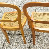 Pair of caned walnut chairs, Louis Philippe style