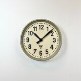 Grey Industrial Factory Wall Clock from Pragotron, 1950s