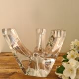 Daum 3-branched crystal candle holder
