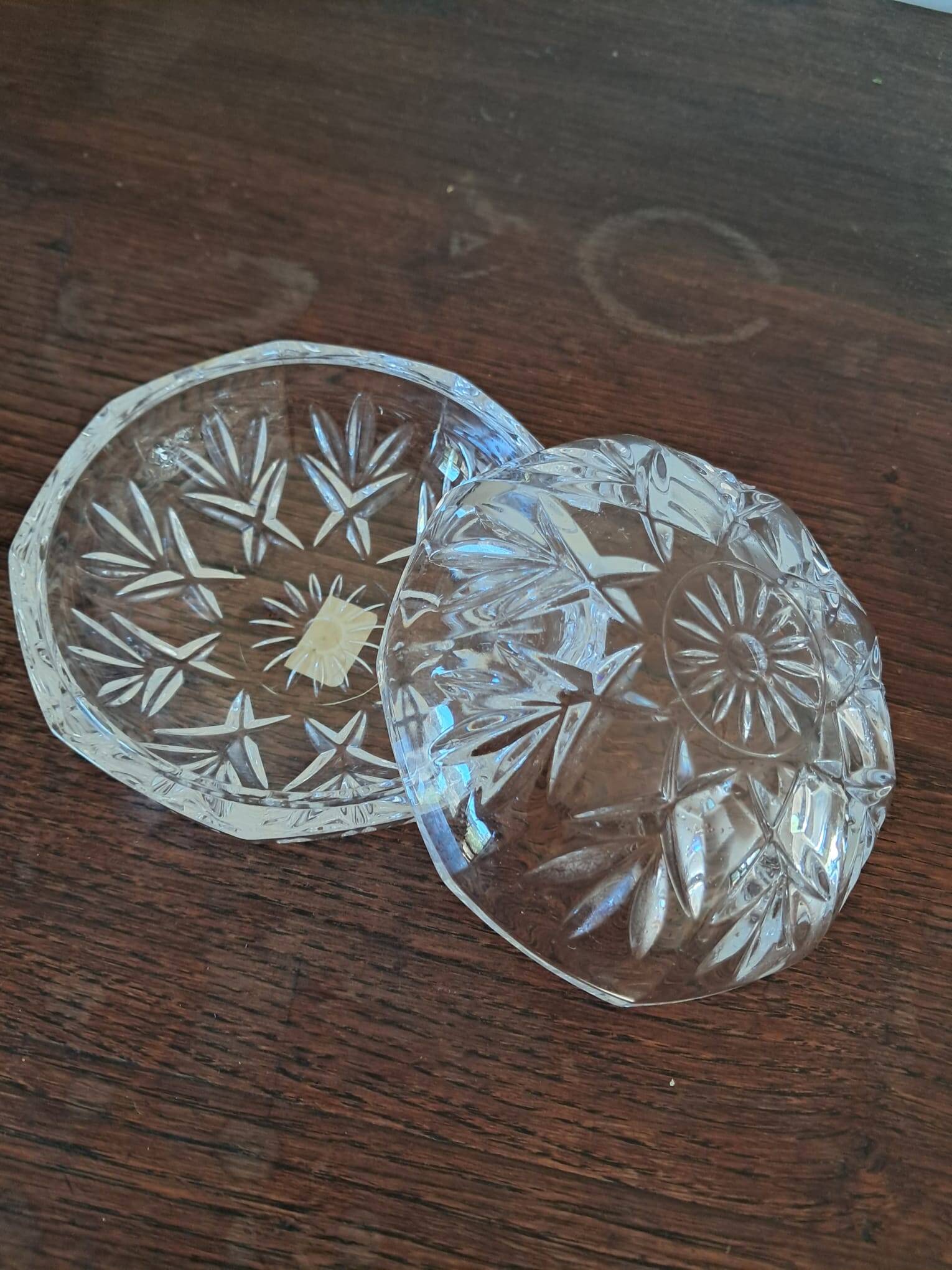 Antique jewellery box or cut crystal sweet jar.