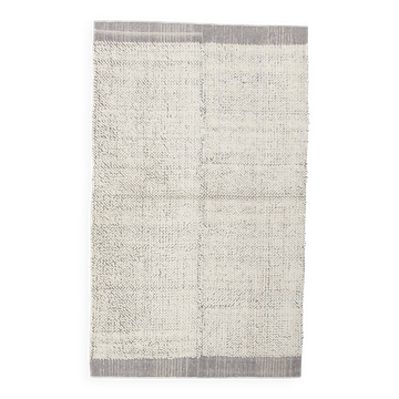 4x7 Kilim Contemporary Gray Beige Kilim Rug, 130x212Cm