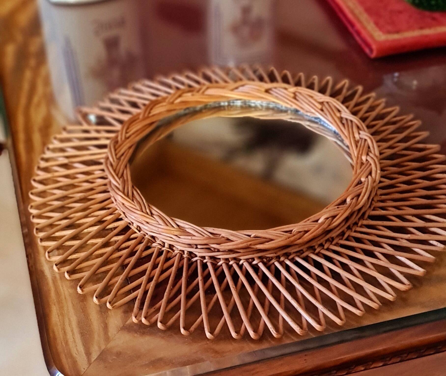 Vintage rattan mirror
