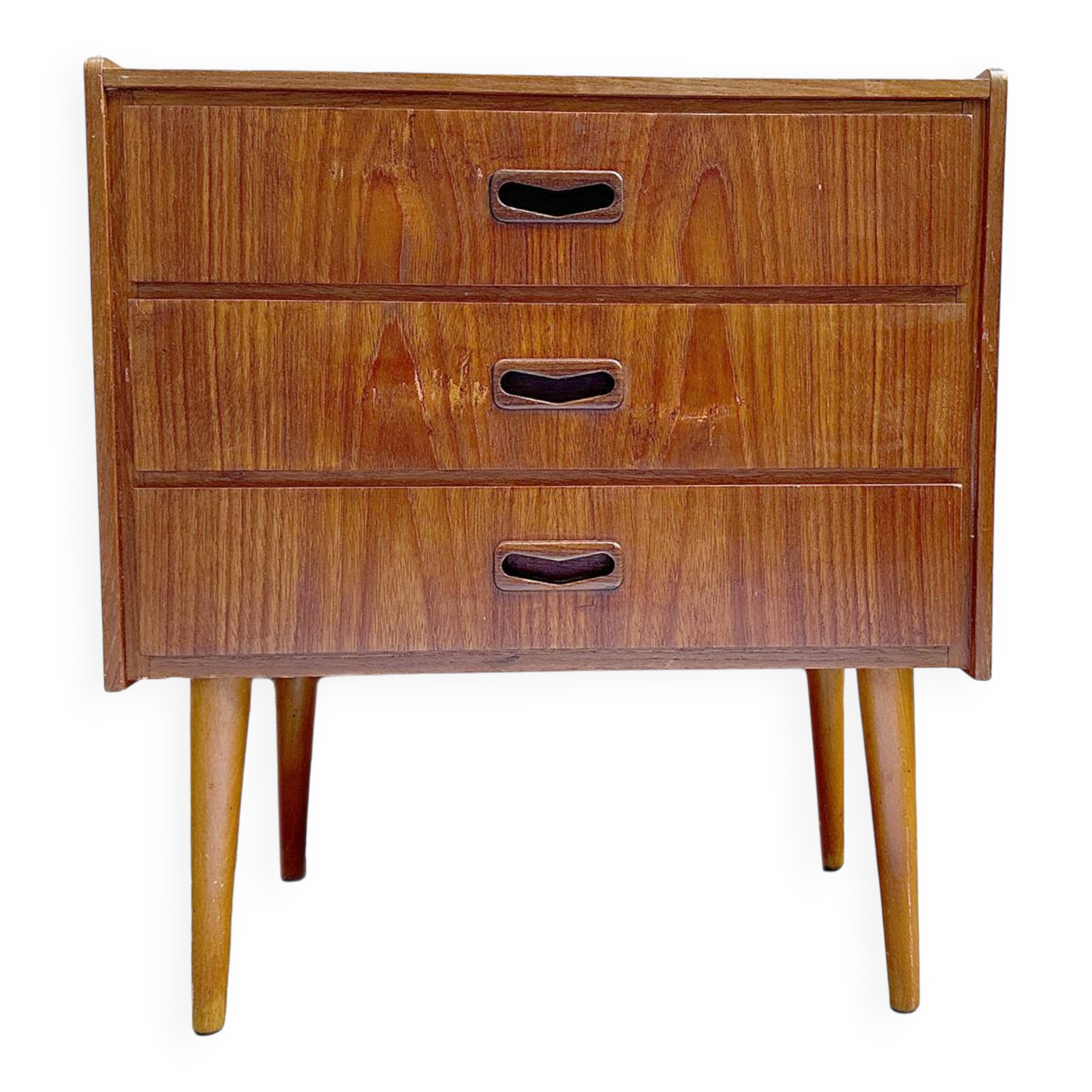 Small Danish chest with 3 drawers in teak finer