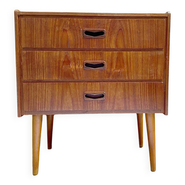 Petite commode danoise à 3 tiroirs en teck fin