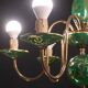 Art Deco Brass and Painted Terracotta Chandelier, 1950s