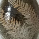 Vintage enamelled ceramic vase decorated with ferns