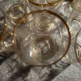 9 art-deco glasses in engraved crystal with gold trim