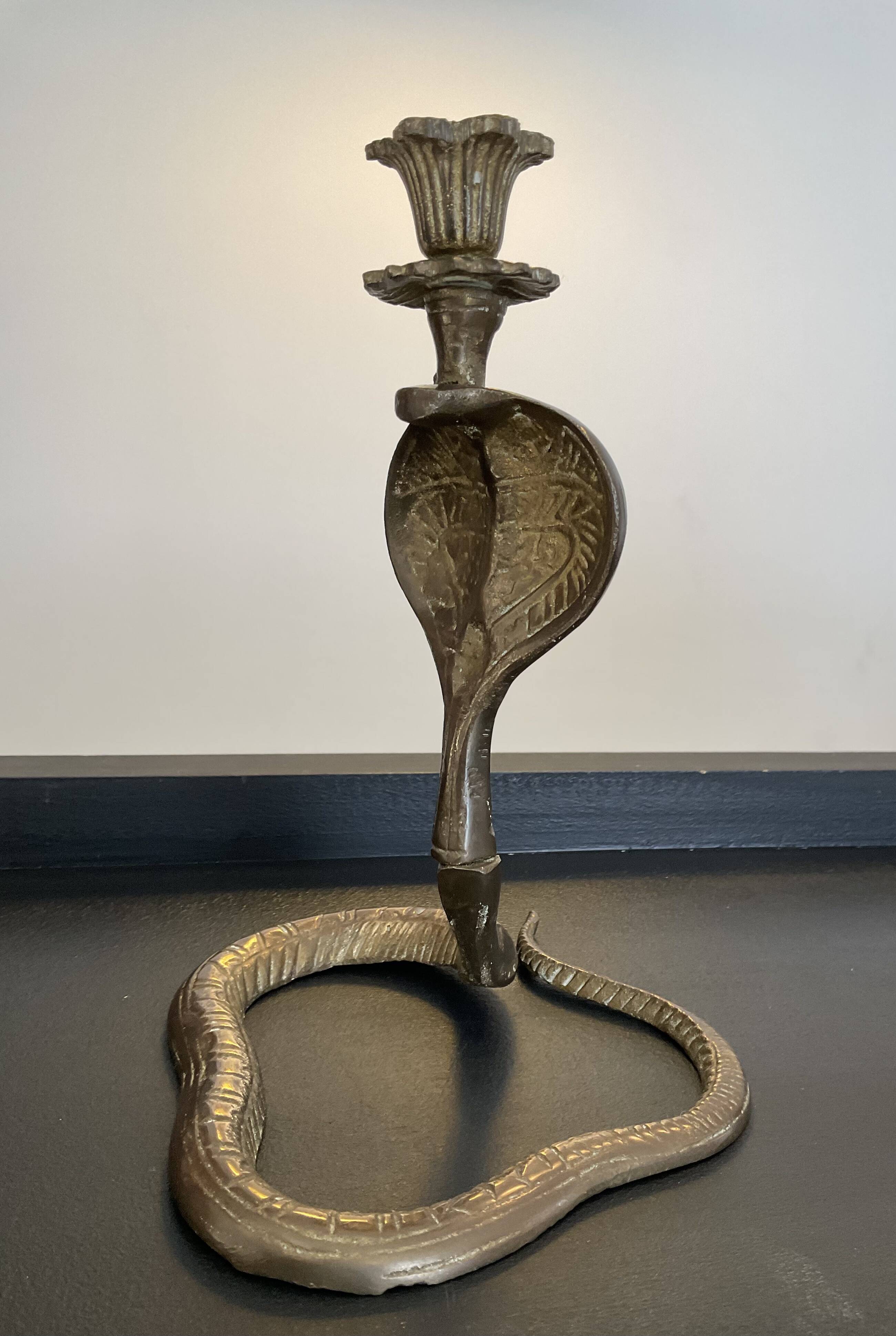 Vintage Cobra bronze candle holder from the 70s